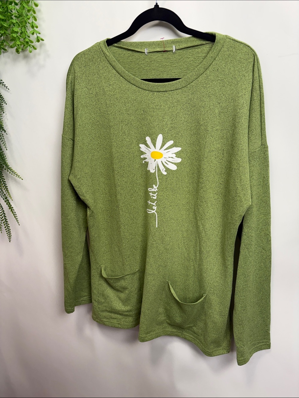 MISSLOOK Olive Green Daisy Pocket Sweatshirt